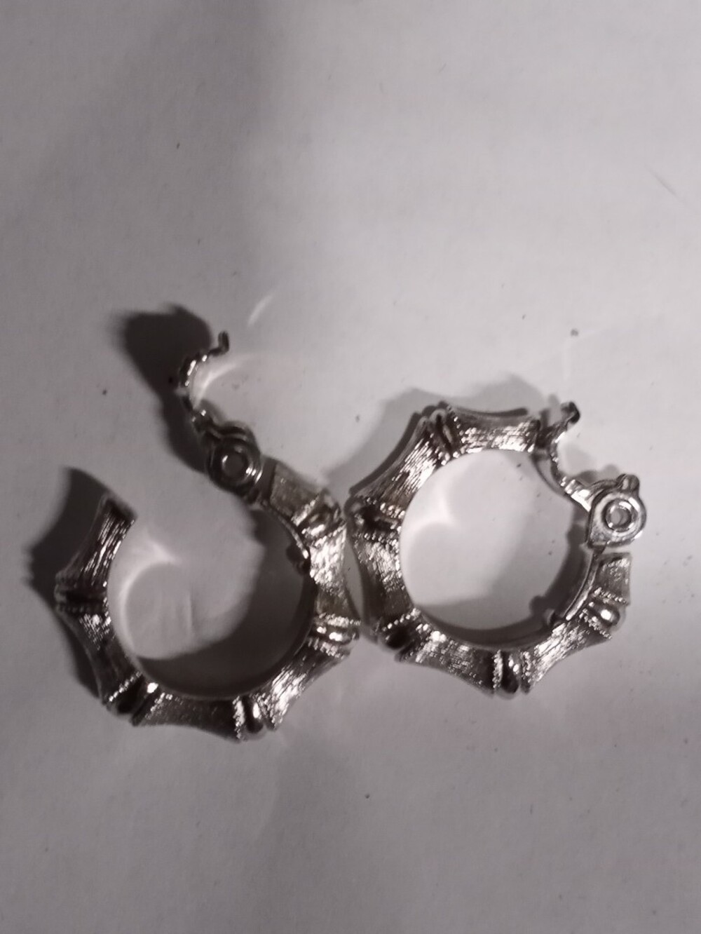 Silver Textured Hoop Earrings - Women Jewelry - Lever Back